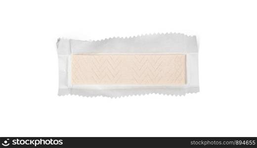 Chisinau, Moldova - July 21, 2019: Doublemint chewing gum made by Wrigley. Chewing gum is on the white background with paper. Isolated on white