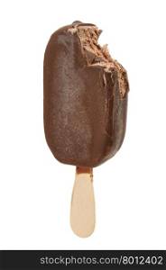 choc-ice on stick isolated on a white background