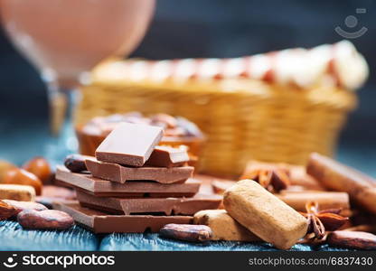 chocolate and aroma spice on a table