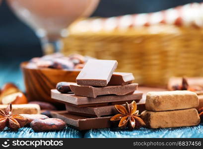 chocolate and aroma spice on a table