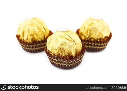 Chocolate balls are praline or may be snack with shallow depth of field