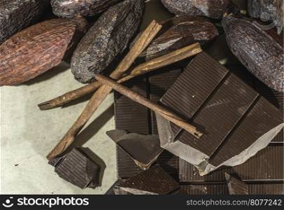 Chocolate bar crushed. Dark chocolate