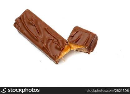 Chocolate bar isolated on the white background