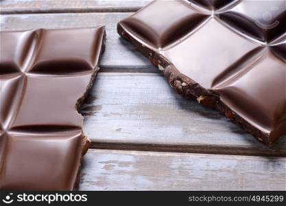 chocolate bar on wooden background