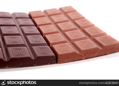 Chocolate bars, isolated over white background