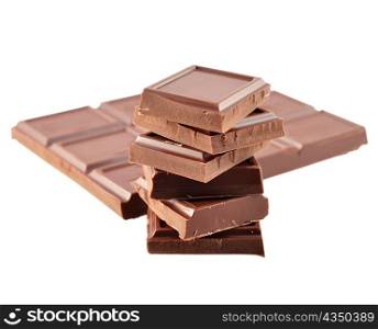 chocolate bars on white background