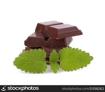 Chocolate bars stack isolated on white background