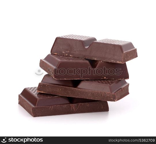 Chocolate bars stack isolated on white background