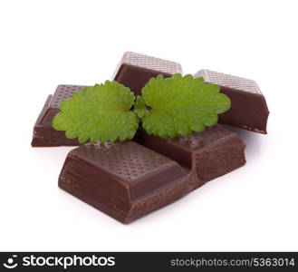 Chocolate bars stack isolated on white background