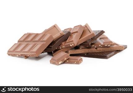 Chocolate bars stack isolated on white background&#xA;&#xA;