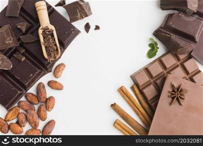 chocolate bars with wooden scoop