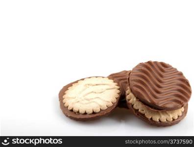 Chocolate Biscuits On White Background