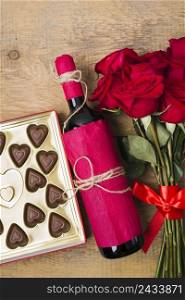 chocolate bouquet roses red wine