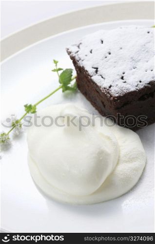 Chocolate cake and cream