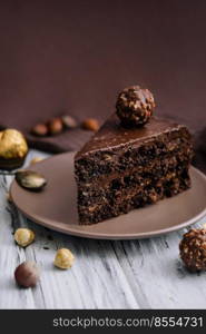 Chocolate cake or dark chocolate cake ,piece of cake