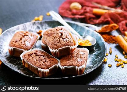 chocolate cakes with spice on a table