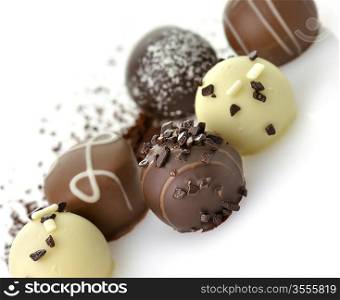 Chocolate Candies Assortment On White Background