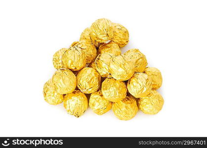 Chocolate candies isolated on the white background