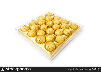 Chocolate candies isolated on the white background