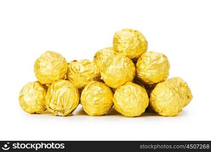 Chocolate candies isolated on the white background