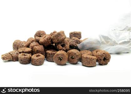 Chocolate cereal isolated on a white background