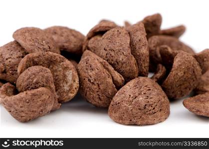 Chocolate cereals isolated on a white background