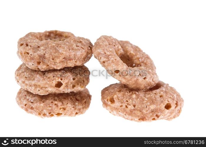 Chocolate cereals ring isolated on white