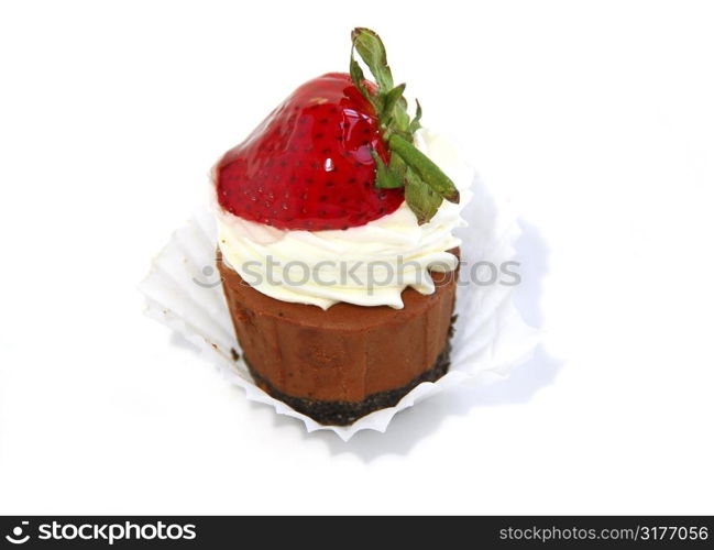 Chocolate cheesecake isolated on white background