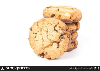 Chocolate chip cookie isolated on white background