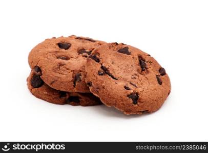 Chocolate chip cookie on white
