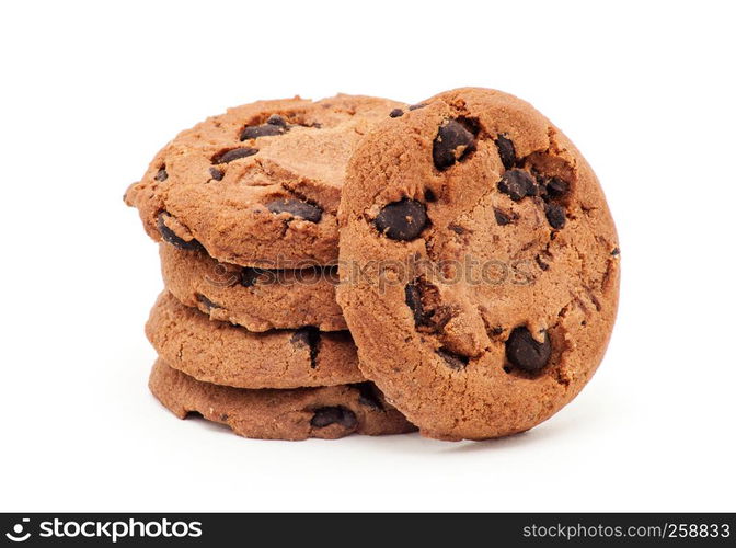 Chocolate chip cookie on white