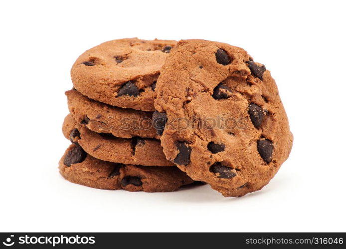 Chocolate chip cookie on white