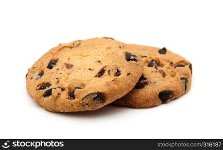 Chocolate chip cookie on white