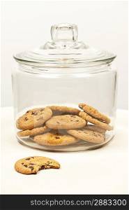 Chocolate chip cookies in jar