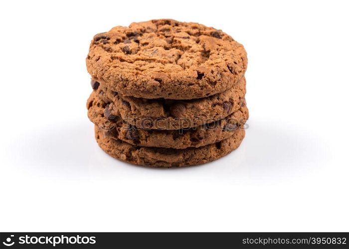 Chocolate chip cookies isolated on a white background