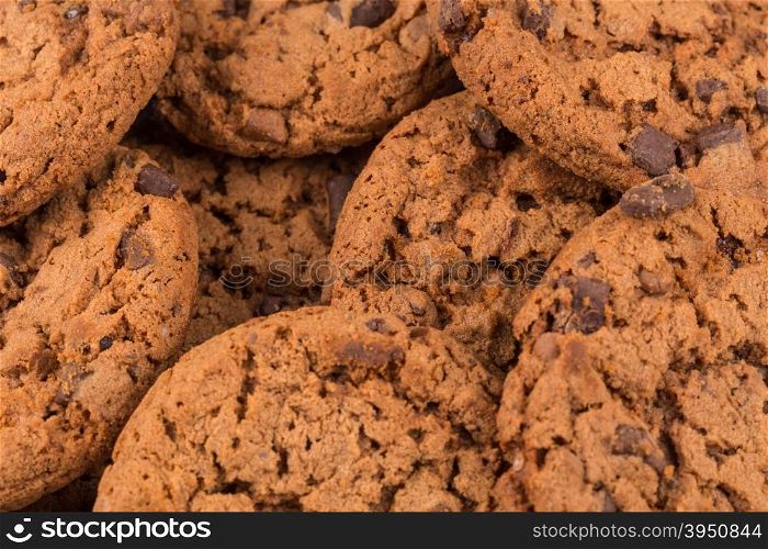 Chocolate chip cookies isolated on a white background