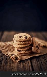 Chocolate chip cookies, Sweet biscuits, Concept for a tasty snack