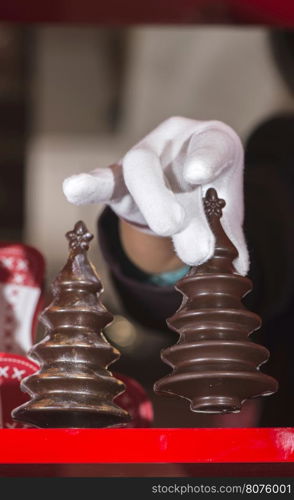 Chocolate Christmas Trees. Brown chocolate. Bulgaria