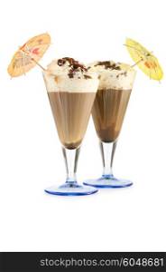 Chocolate cocktail isolated on the white