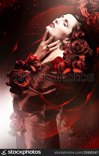 chocolate colored woman with red roses