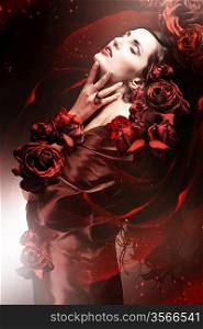 chocolate colored woman with red roses