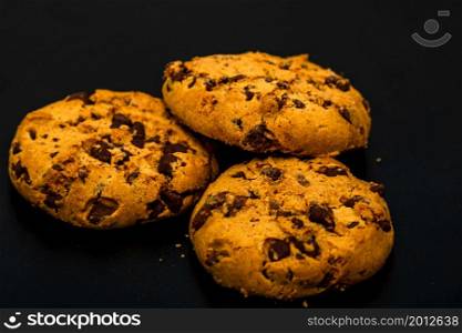 Chocolate cookies. Chocolate chip cookies shot