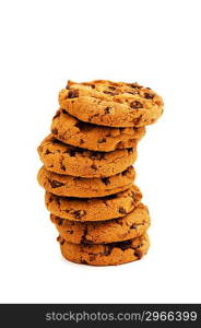 Chocolate cookies isolated on the white background