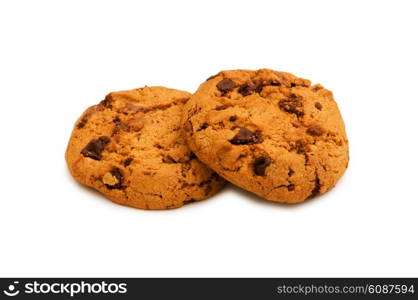 Chocolate cookies isolated on the white background