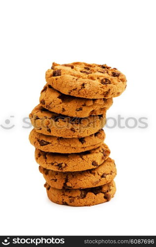 Chocolate cookies isolated on the white background