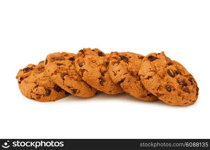 Chocolate cookies isolated on the white background