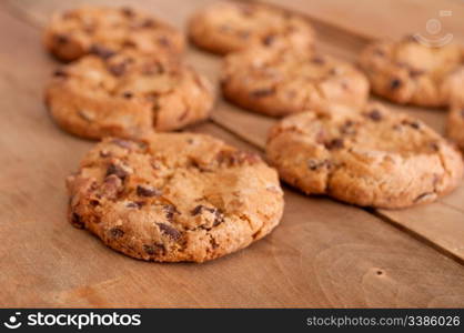 Chocolate Cookies on Wooden Table - Shallow Depth of Field