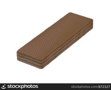 Chocolate covered wafer, isolated on white background