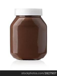 chocolate cream bottle on a white background. with clipping path