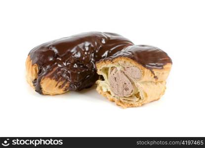 Chocolate Cream eclairs isolated on a white background